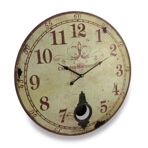 Cafe De Marguerites Vintage Style Pendulum Wall Clock 23 In.